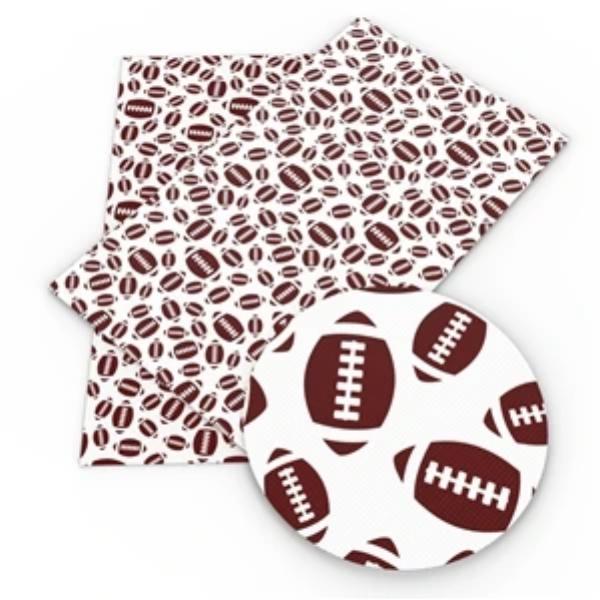 Tossed Footballs Faux Leather - Flippin Ribbon