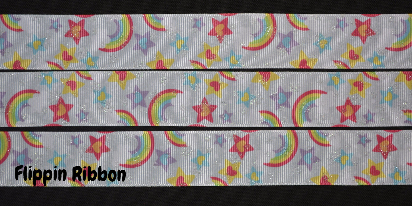 glitter rainbow grosgrain ribbon - Flippin Ribbon