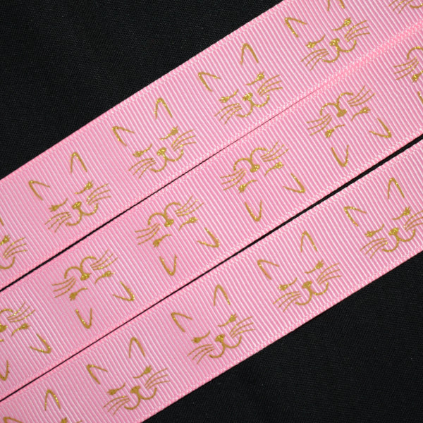 Glitter Cat Face Ribbon - Flippin Ribbon