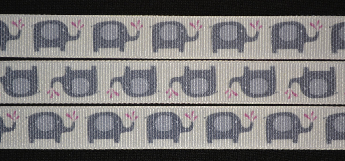 Grey Elephant Ribbon - 5/8 inch Printed Grosgrain Ribbon – Flippin ...