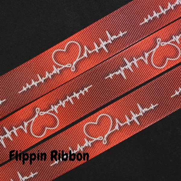 red heartbeat ribbon - Flippin Ribbon