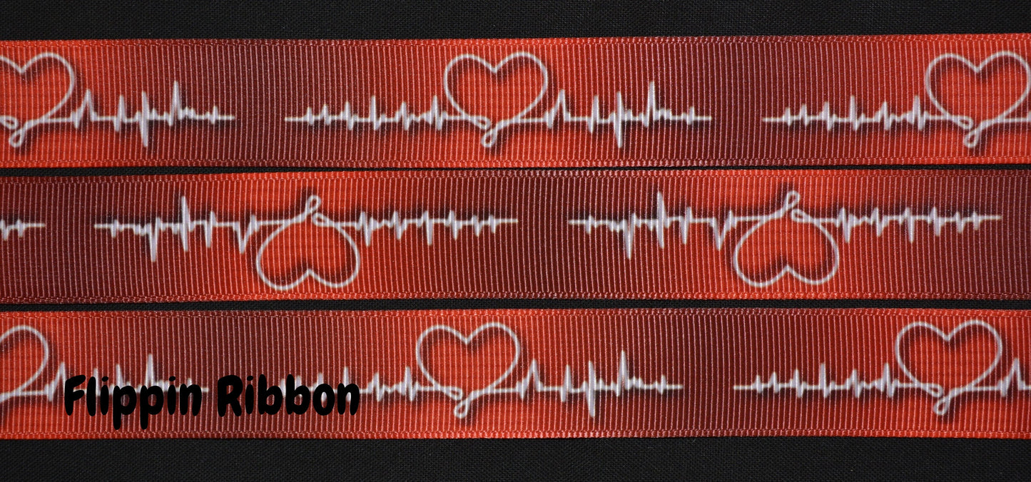 heartbeat grosgrain ribbon - Flippin Ribbon