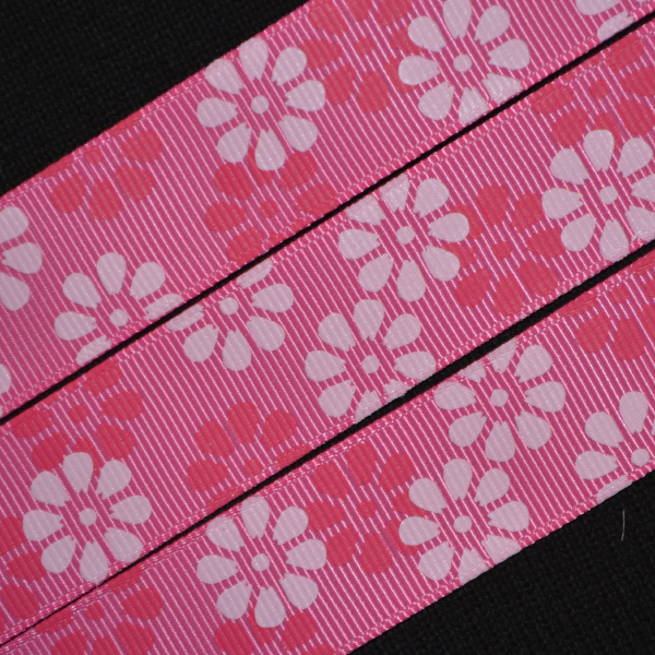 Afl Pink Ribbin Hot Pink Floral Ribbon - 7/8 inch Printed Grosgrain Ribbon – Flippin ...