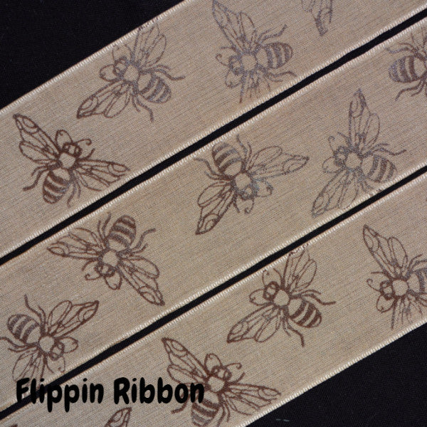 Natural Bee Ribbon - 1 1/2 inch Polyester Ribbon – Flippin Ribbon Crafts
