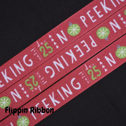 no peeking until December 25th grosgrain ribbon