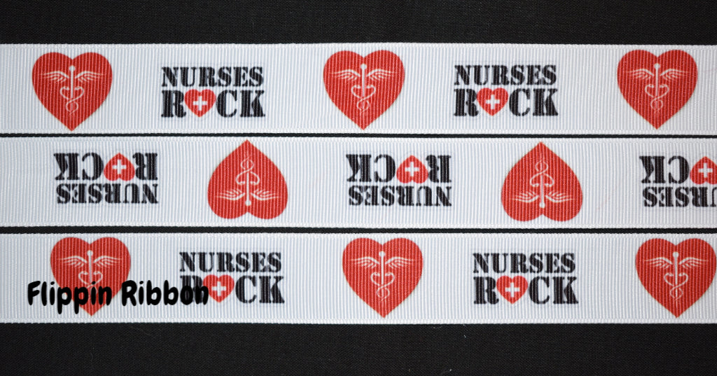 Nurses Rock grosgrain Ribbon - Flippin Ribbon