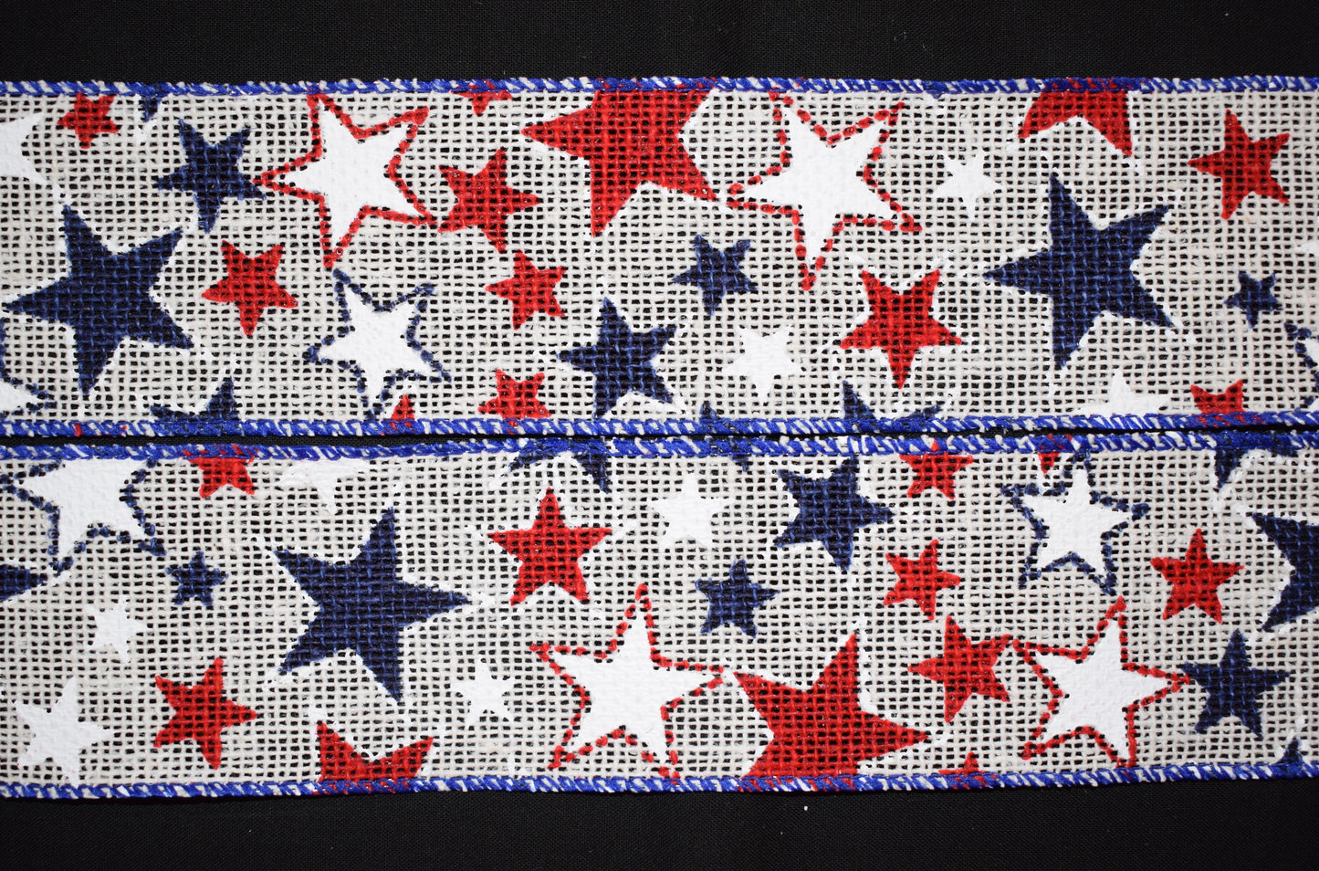 Patriotic Stars Ribbon - 2 1/2 inch Wired Poly Blend