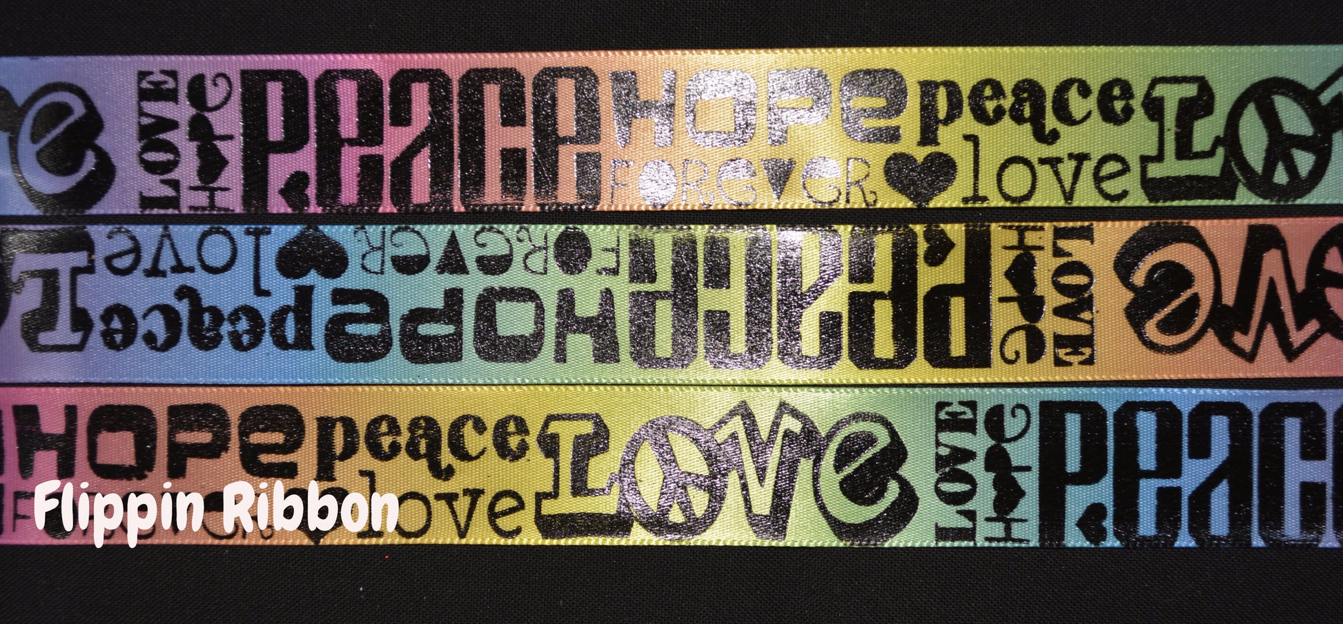 peace love hope satin ribbon