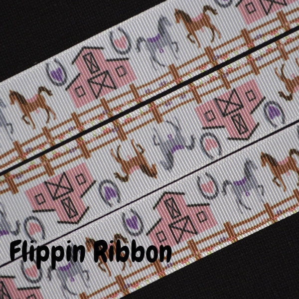 Pink Barn Ribbon - 1 inch Printed Grosgrain Ribbon – Flippin Ribbon Crafts