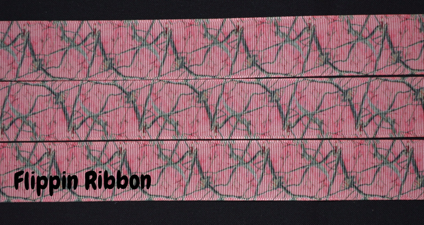 pink vine camouflage grosgrain ribbon - Flippin Ribbon