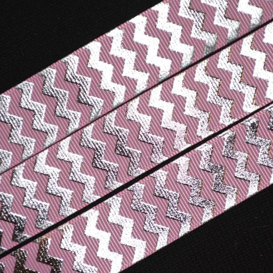 pink and silver chevron grosgrain ribbon - Flippin Ribbon