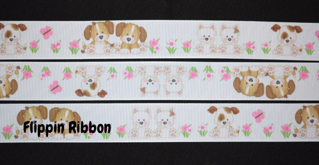 1 Inch Puppy Ribbon - Flippin Ribbon