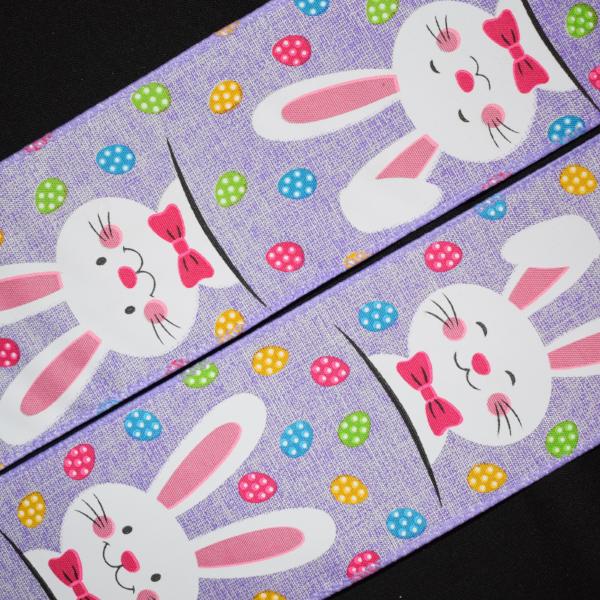 Bunny Faces Easter Ribbon - 2 1/2 inch Wired Polyester