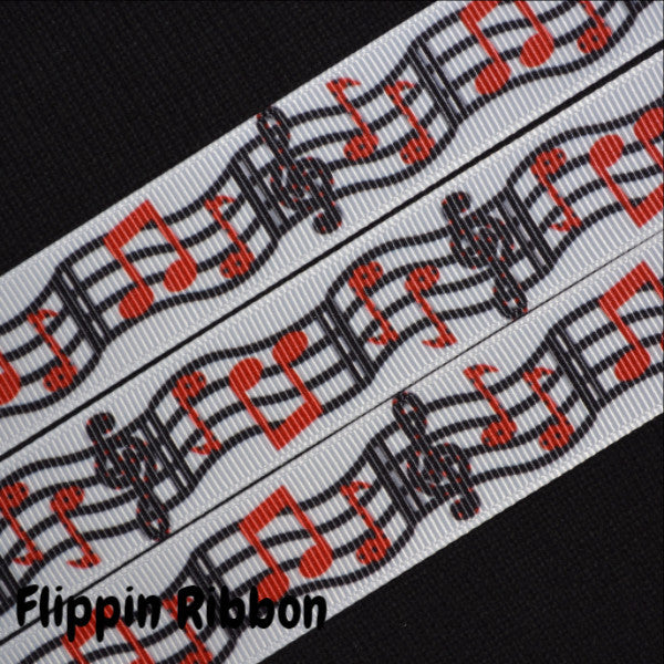 Music Note Ribbon - 7/8 inch Printed Grosgrain Ribbon – Flippin Ribbon ...