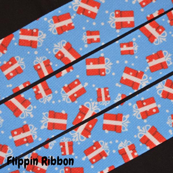 Christmas Present Ribbon - 1 1/2 inch Printed Grosgrain Ribbon ...