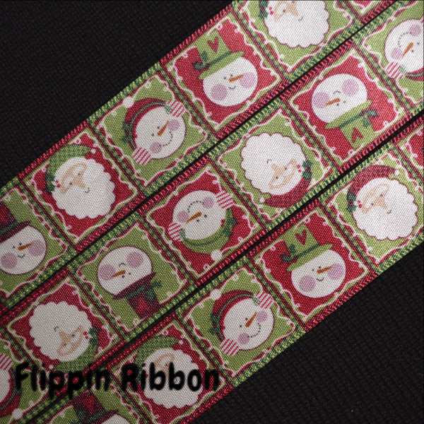Santa and snowman Christmas satin ribbon - Flippin ribbon