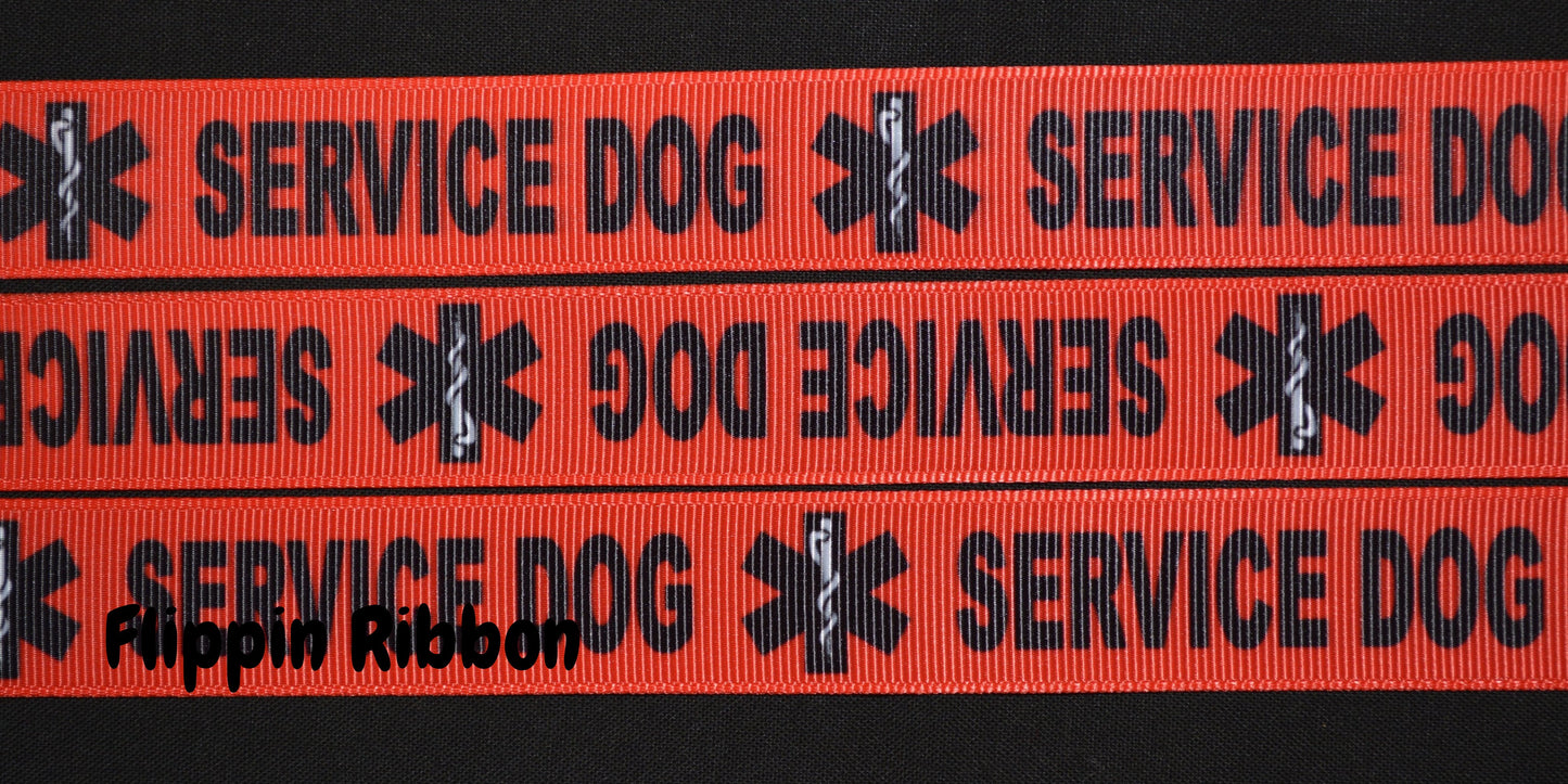red service dog grosgrain ribbon - Flippin Ribbon