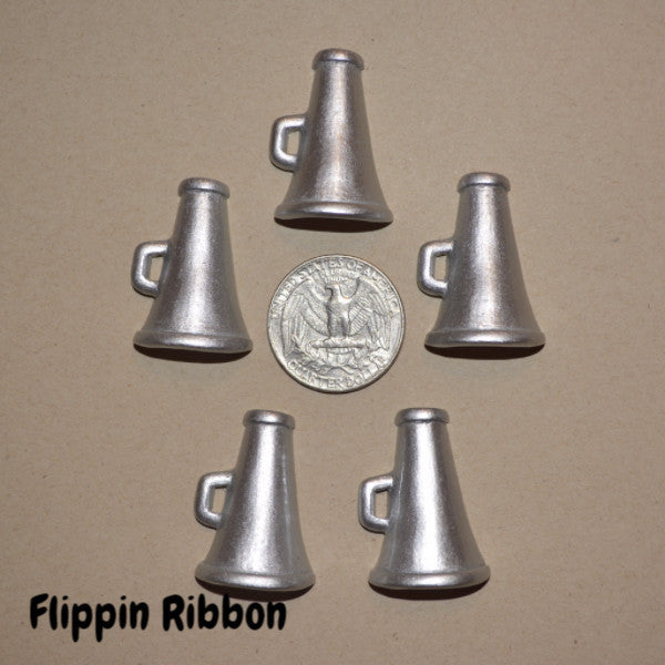 silver cheer megaphone flat back resin embellishment