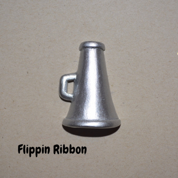 silver cheer megaphone flat back resin embellishment