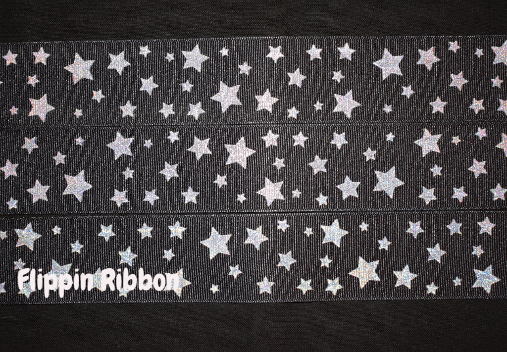 Wide Silver Star Grosgrain Ribbon - Flippin Ribbon