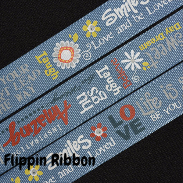 inspirational smiles grosgrain ribbon - Flippin Ribbon