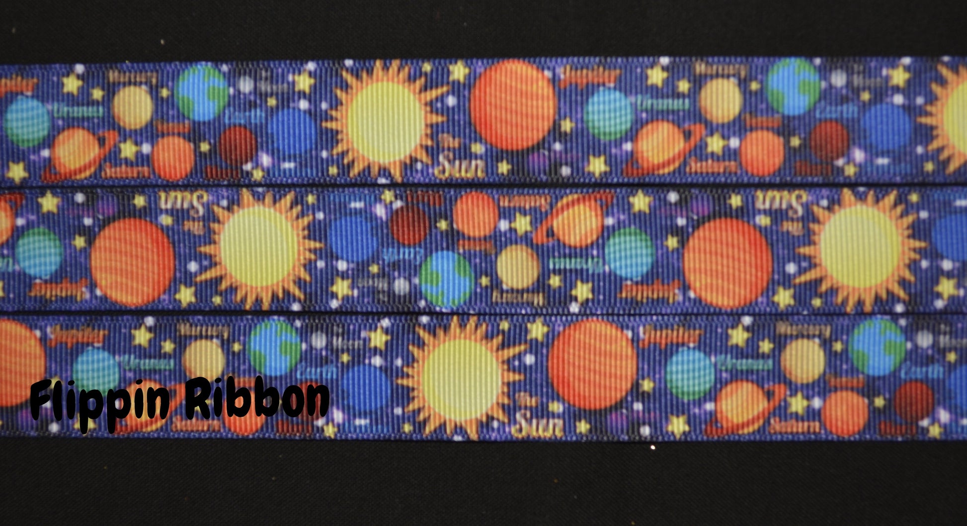 Solar System grosgrain ribbon - Flippin Ribbon