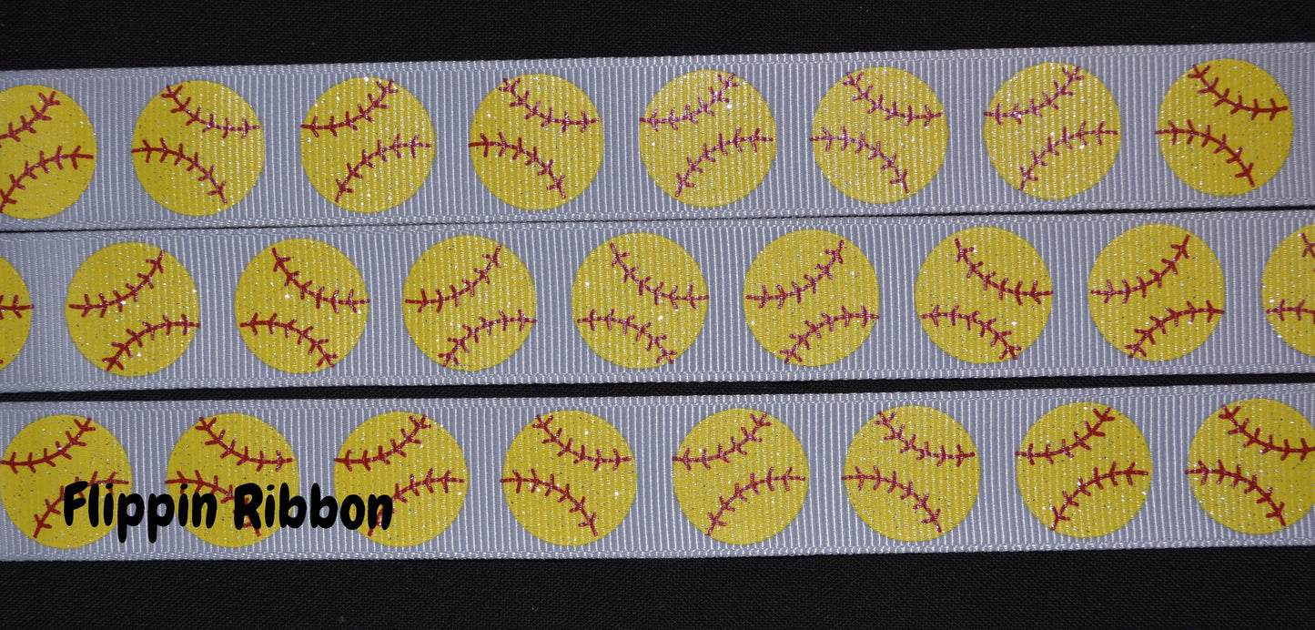 sparkle softball ribbon - Flippin Ribbon