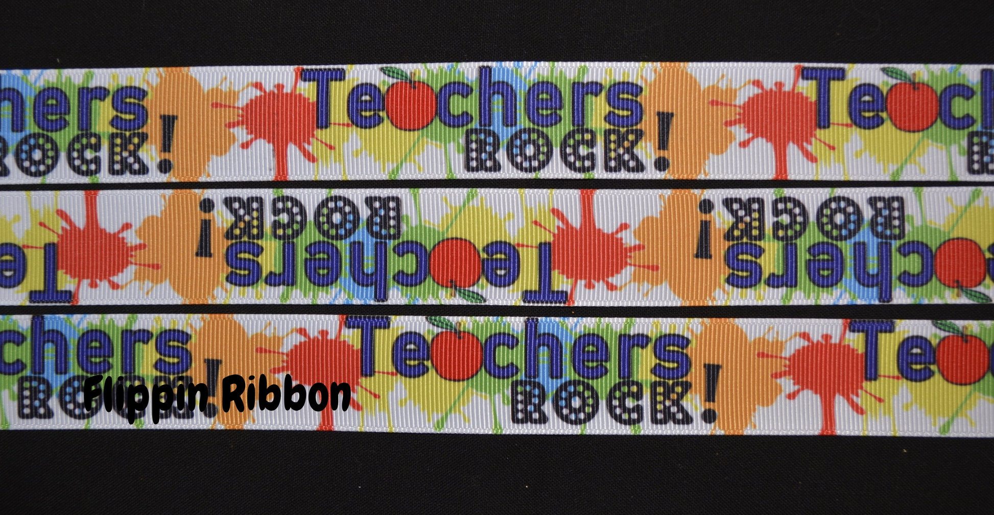 Teachers Rock grosgrain ribbon - Flippin Ribbon