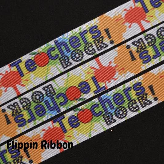 Teachers Rock ribbon - Flippin Ribbon