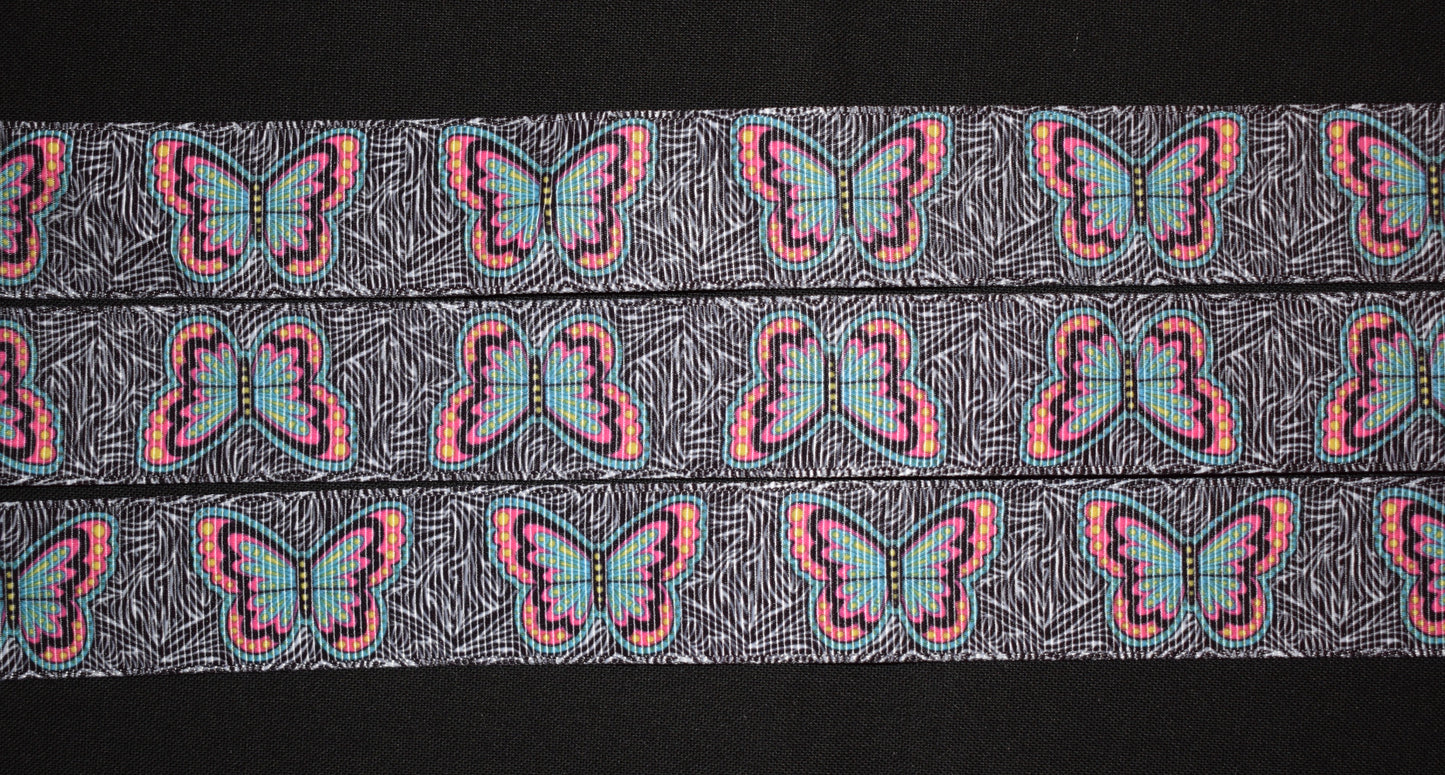 Teal Butterfly Ribbon - 1 inch Printed Grosgrain