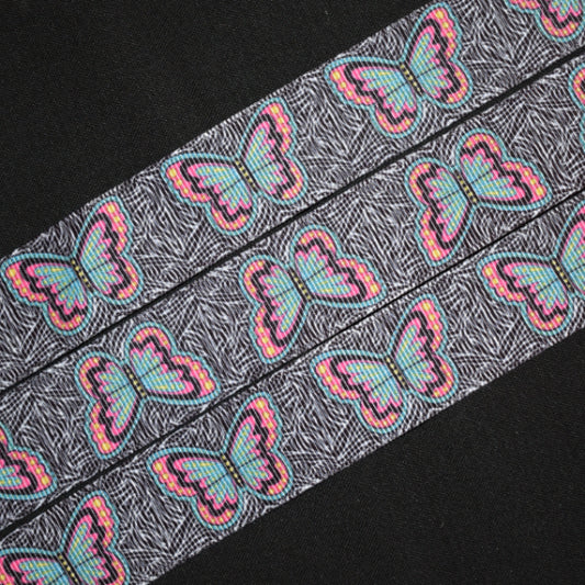 Teal Butterfly Ribbon - 1 inch Printed Grosgrain