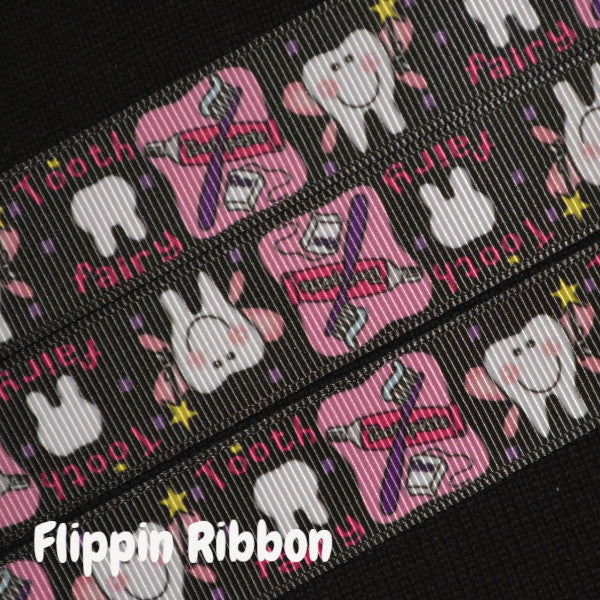 Tooth Fairy Ribbon - 7/8 inch Printed Grosgrain Ribbon – Flippin Ribbon ...