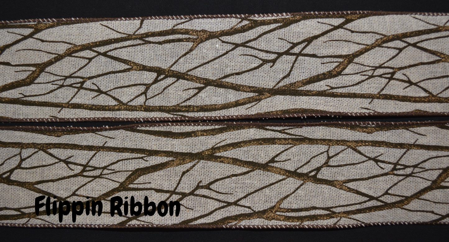 wide tree limb canvas ribbon - Flippin Ribbon