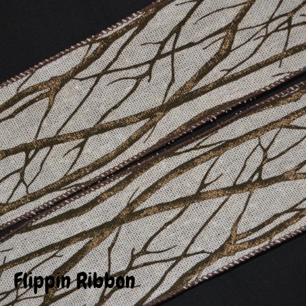 Tree Limb Ribbon - 2 1/2 inch Wired Canvas Ribbon – Flippin Ribbon Crafts