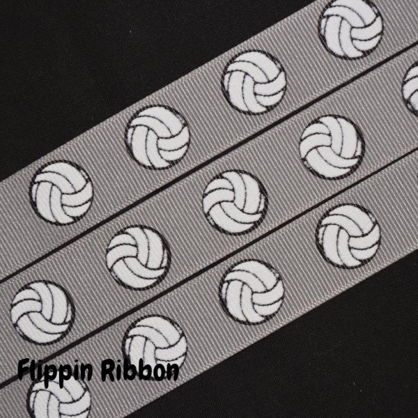 grey volleyball grosgrain ribbon - Flippin Ribbon