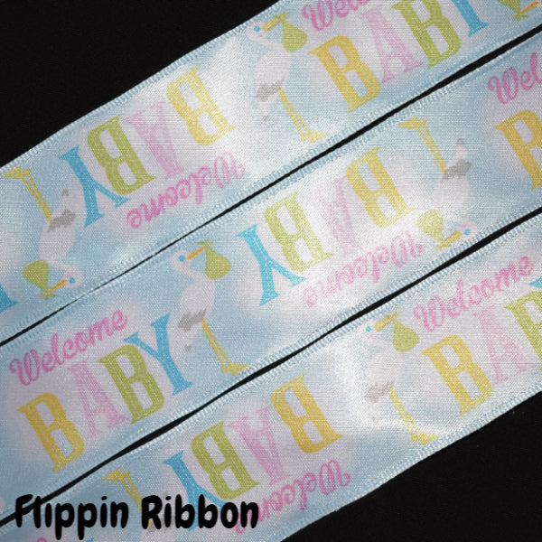 Welcome Baby Wired Ribbon - Flippin Ribbon