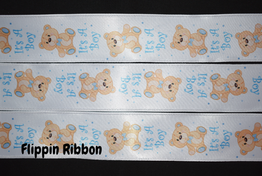 Big Boy Ribbon It's A Boy Ribbon - 1 1/2 inch Wired Satin – Flippin Ribbon Crafts
