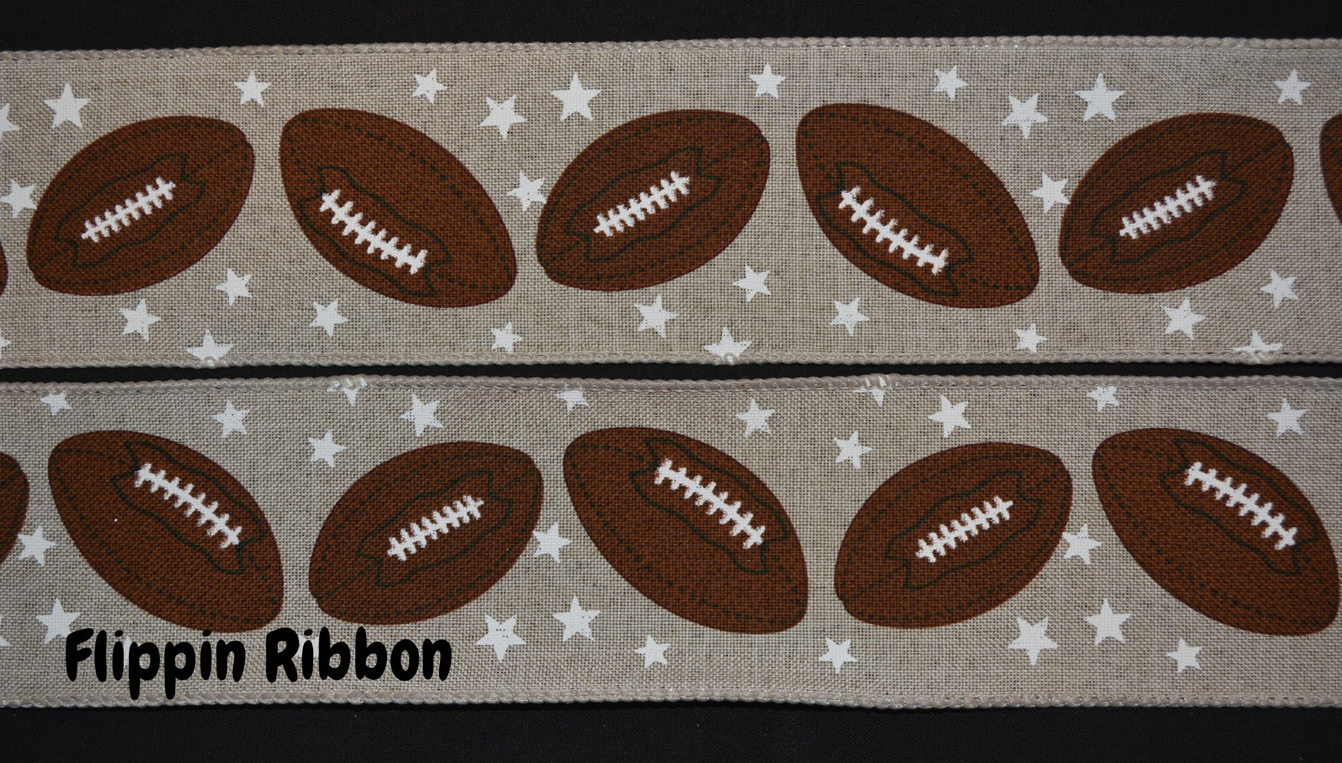 wide football and stars ribbon - Flippin Ribbon