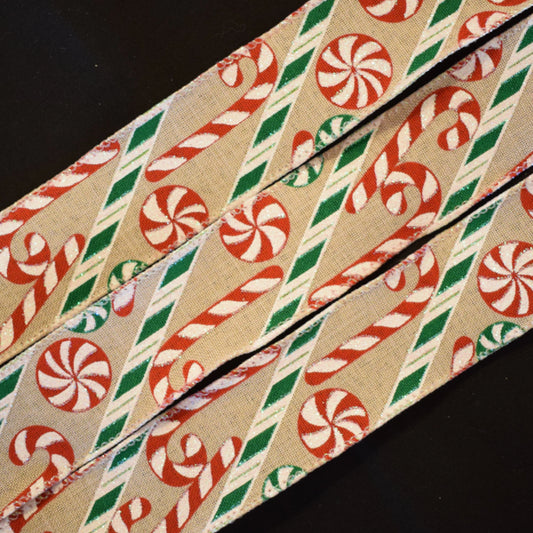 Wired Candy Cane Ribbon - Flippin Ribbon