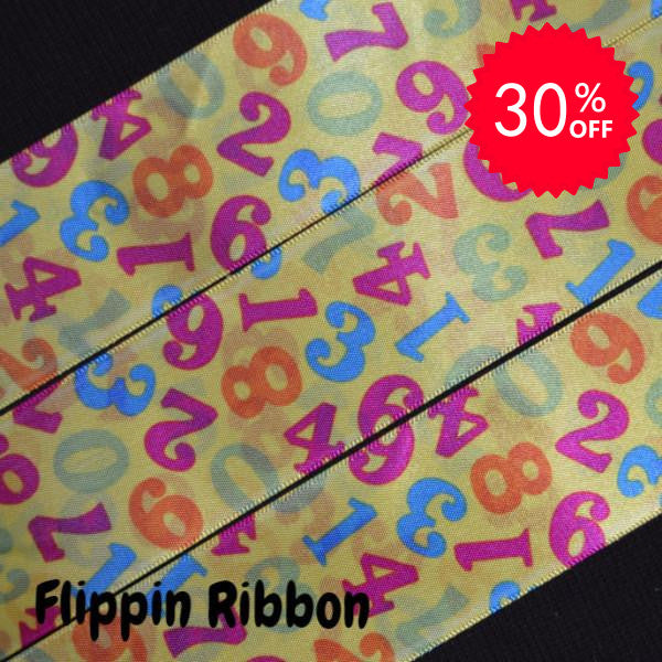 Numbers Ribbon - 1 1/2 inch Printed Satin